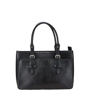 Burberry Nova Check Tote Bag Briefcase Black Leather